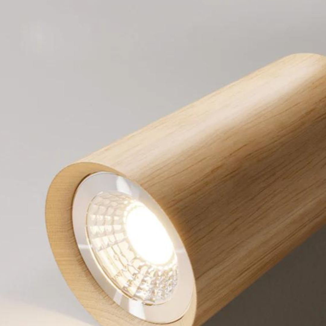 Adjustable Oak Wood Ceiling Spotlight with LED Bulb