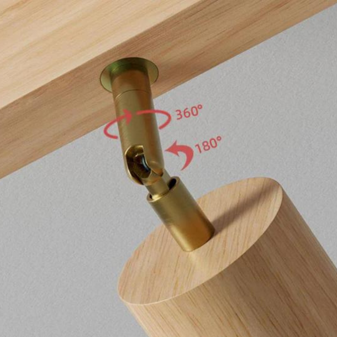 Adjustable Oak Wood Ceiling Spotlight with LED Bulb