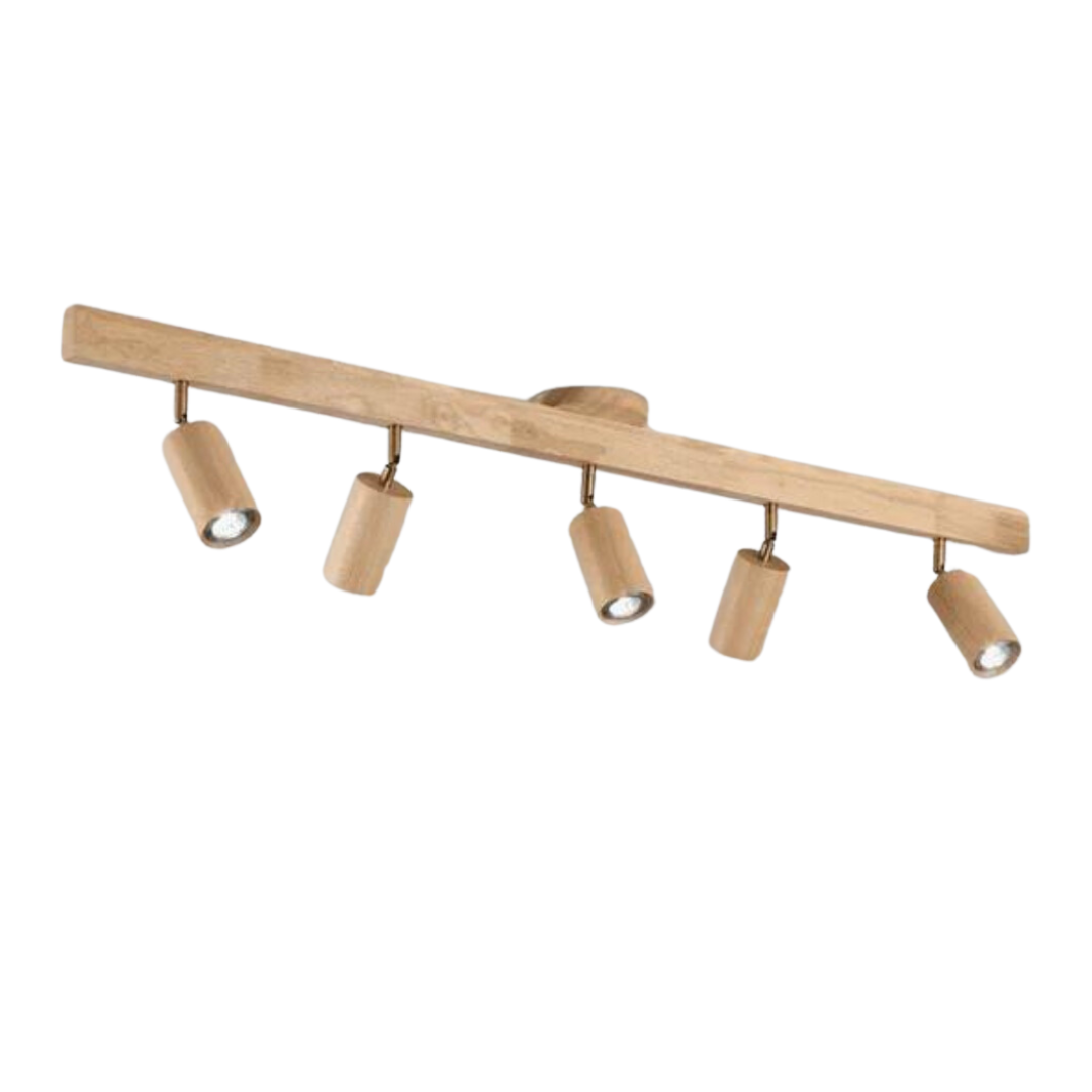 Adjustable Oak Wood Ceiling Spotlight with LED Bulb