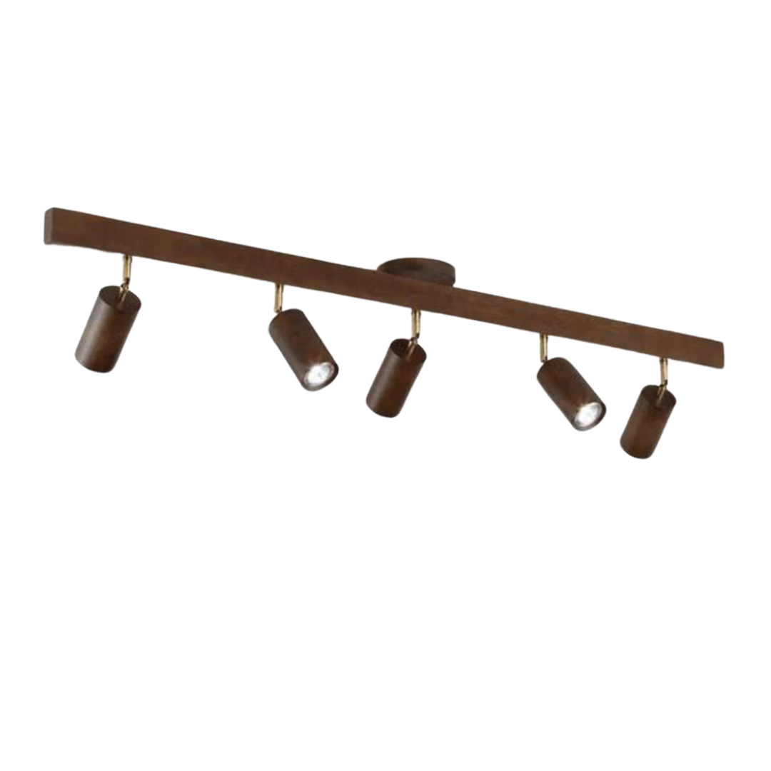Adjustable Oak Wood Ceiling Spotlight with LED Bulb