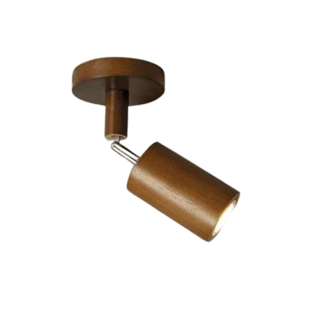 Adjustable Oak Wood Ceiling Spotlight with LED Bulb