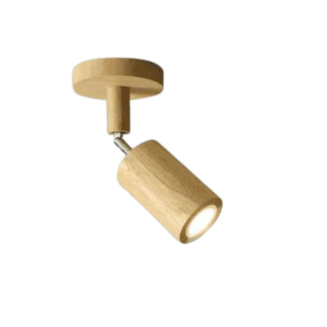 Adjustable Oak Wood Ceiling Spotlight with LED Bulb