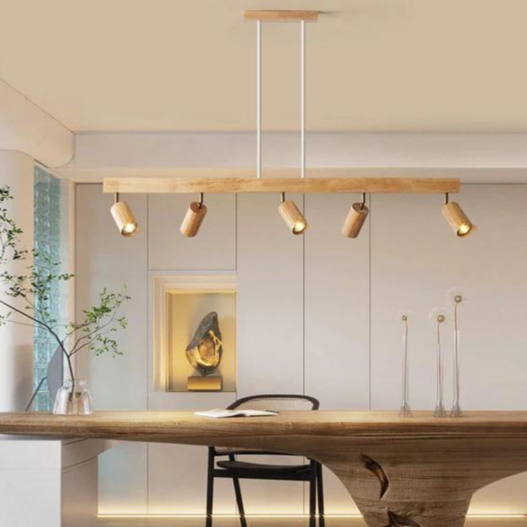 Adjustable Oak Wood Ceiling Spotlight with LED Bulb