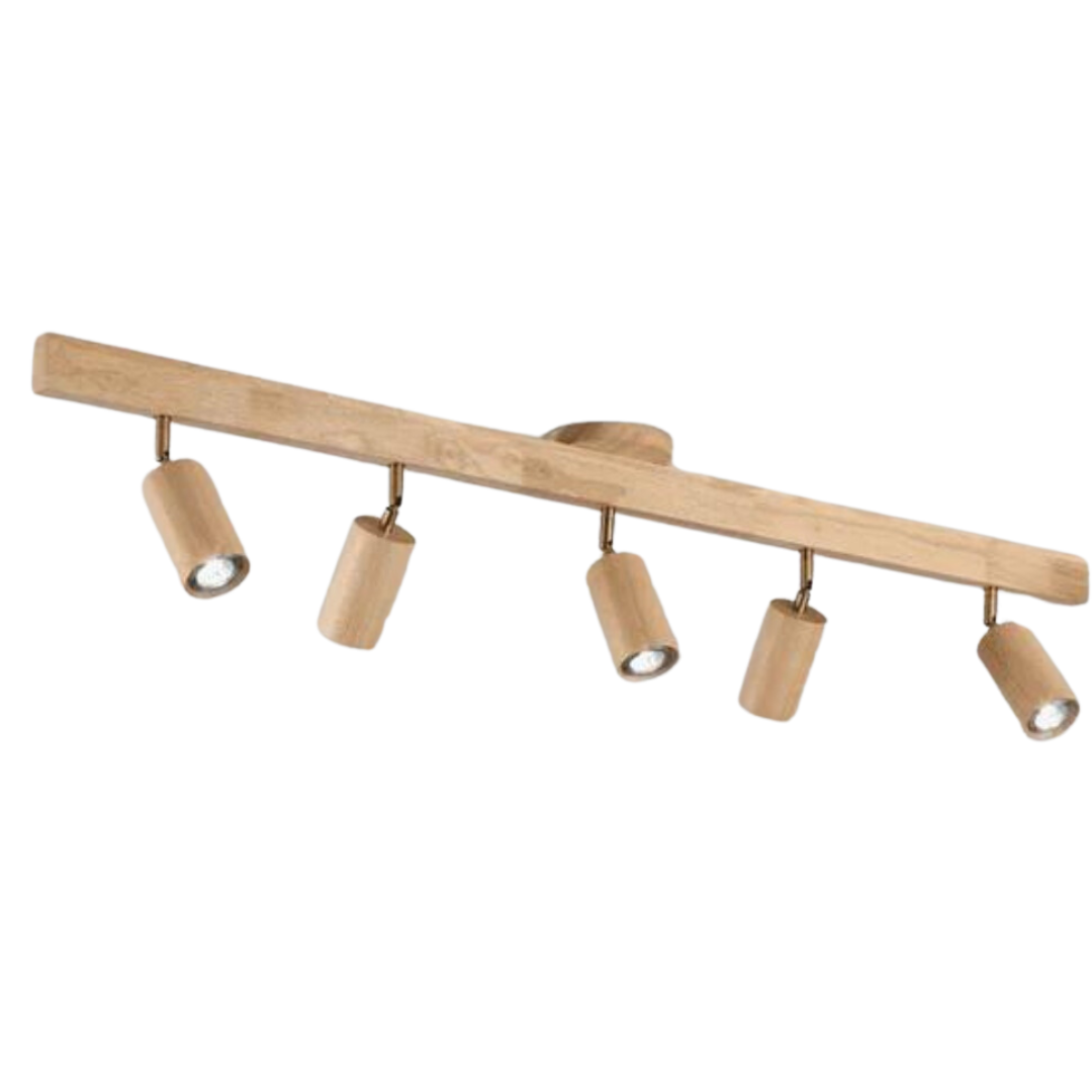 Adjustable Oak Wood Ceiling Spotlight with LED Bulb