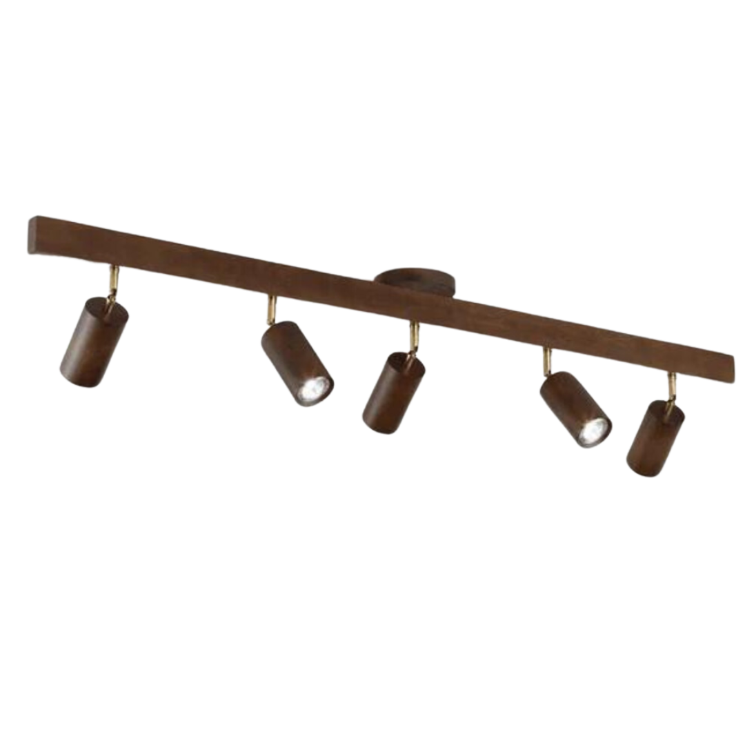 Adjustable Oak Wood Ceiling Spotlight with LED Bulb