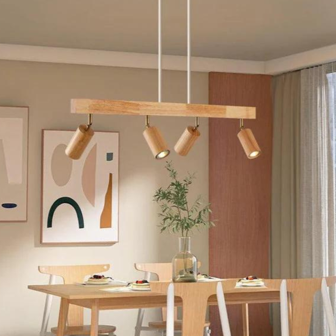 Adjustable Oak Wood Ceiling Spotlight with LED Bulb