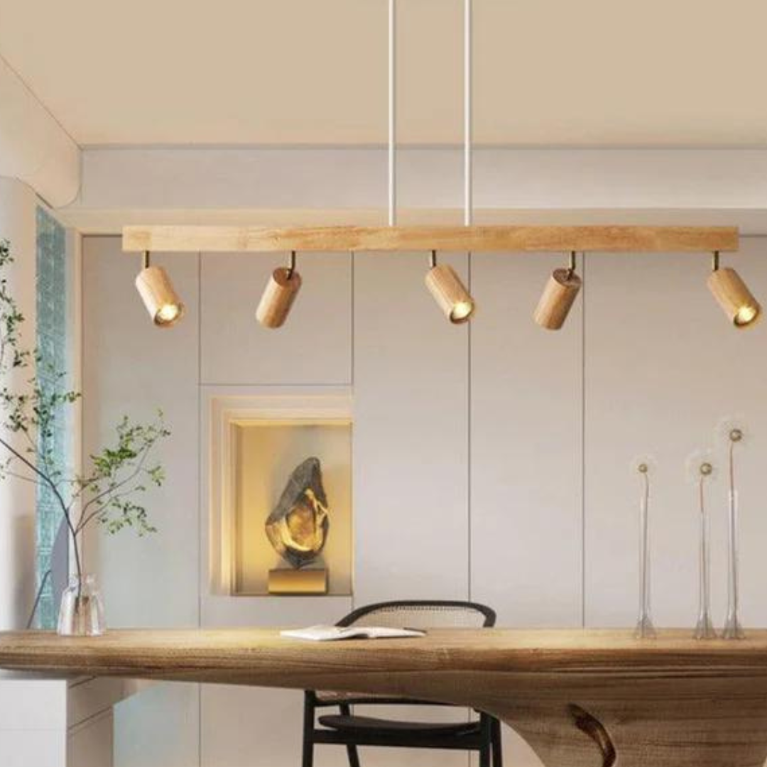 Adjustable Oak Wood Ceiling Spotlight with LED Bulb