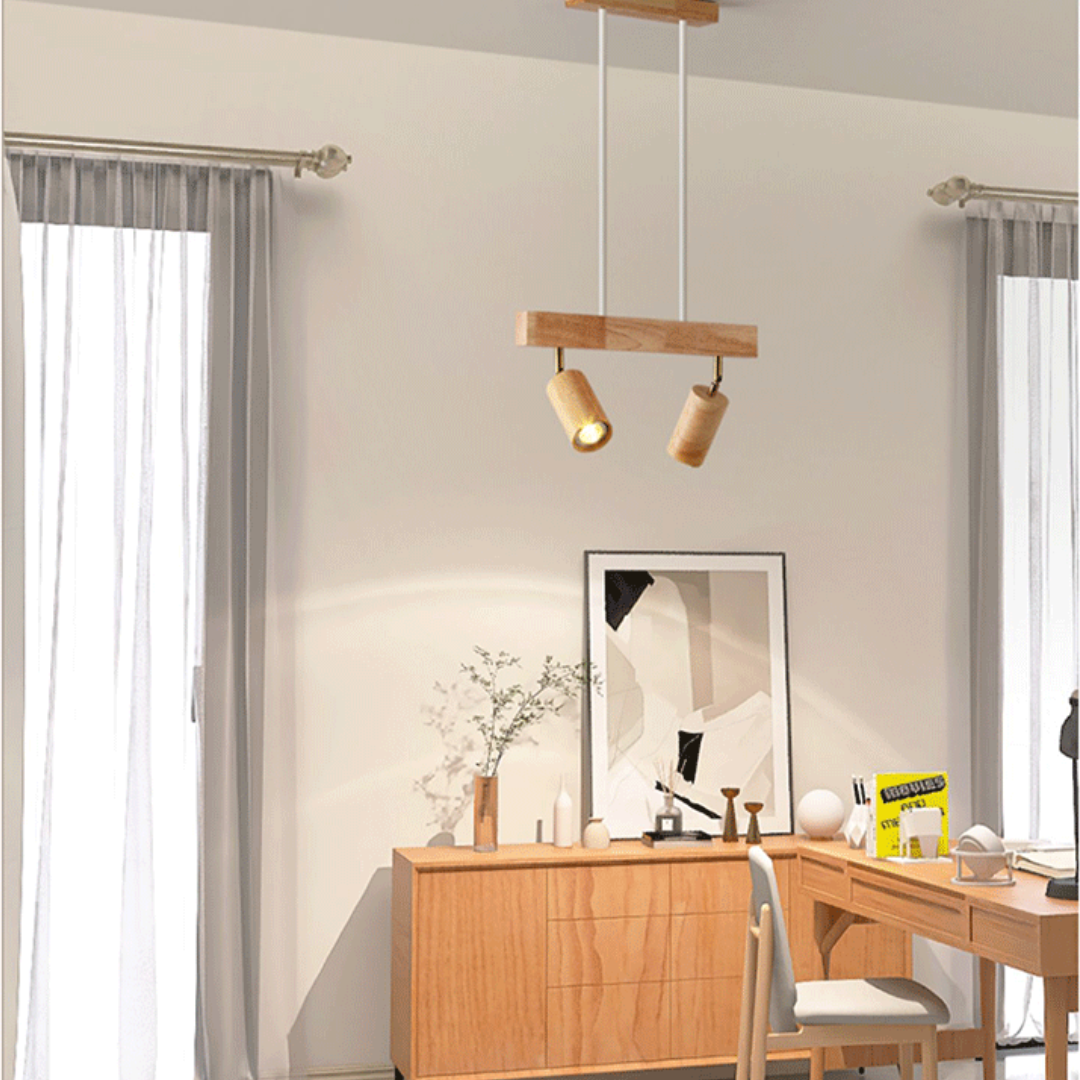 Adjustable Oak Wood Ceiling Spotlight with LED Bulb