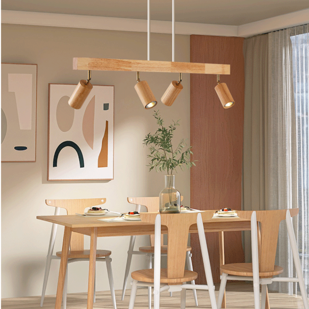 Adjustable Oak Wood Ceiling Spotlight with LED Bulb