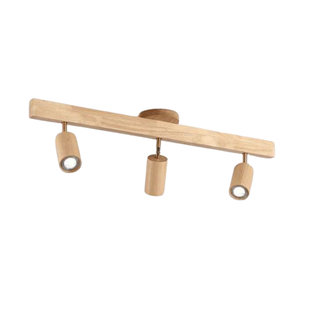 Adjustable Oak Wood Ceiling Spotlight with LED Bulb