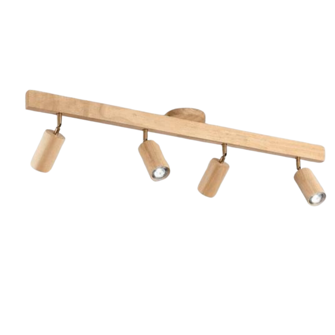 Adjustable Oak Wood Ceiling Spotlight with LED Bulb