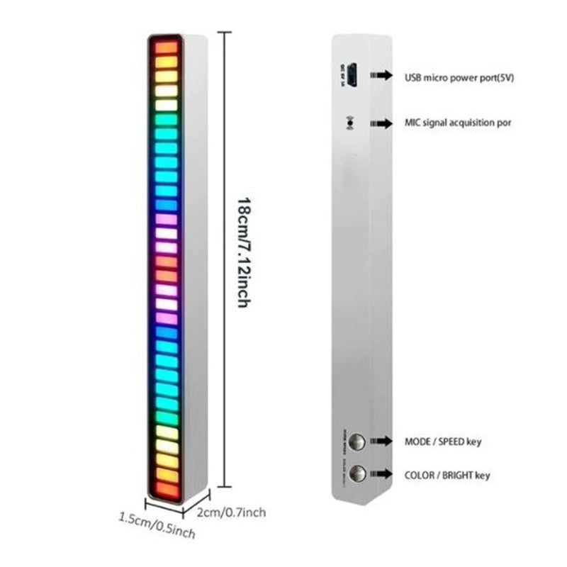 Wireless RGB Sound-Controlled Light Bar with Microphone