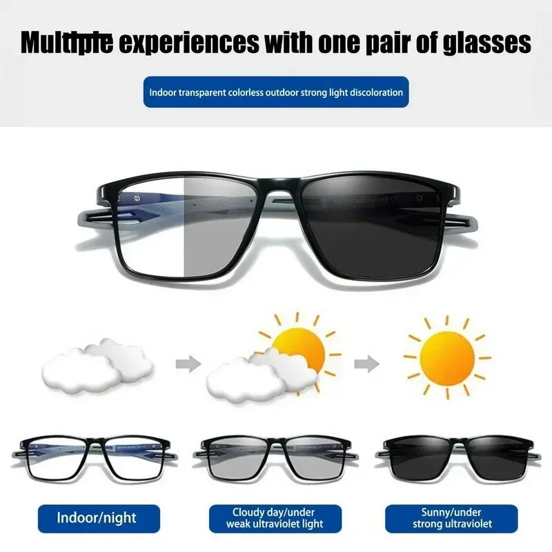 Photochromic Reading Glasses with Blue Light Filter and TR90 Frame