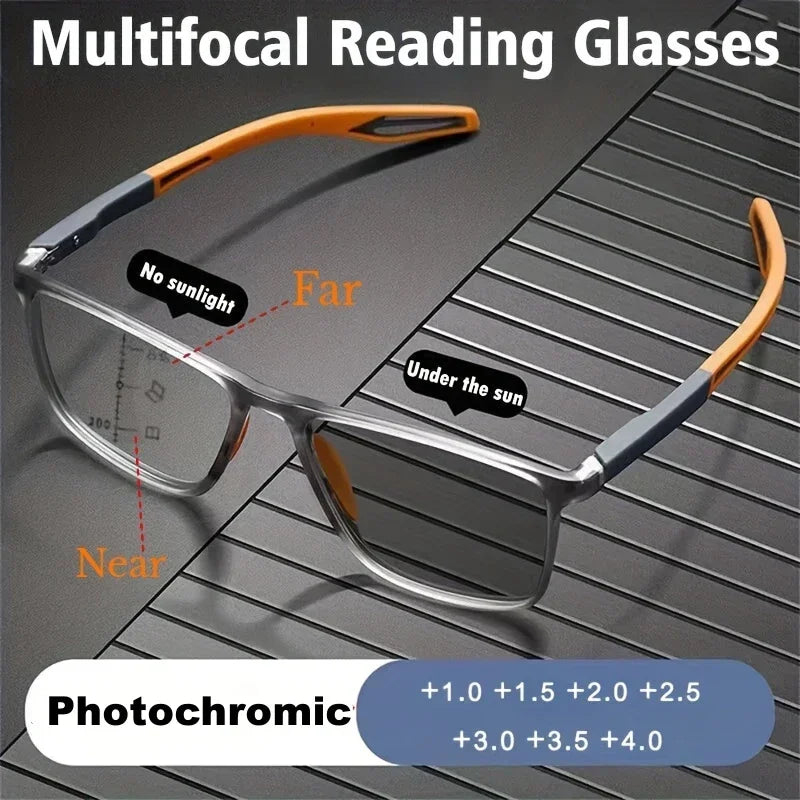 Photochromic Reading Glasses with Blue Light Filter and TR90 Frame