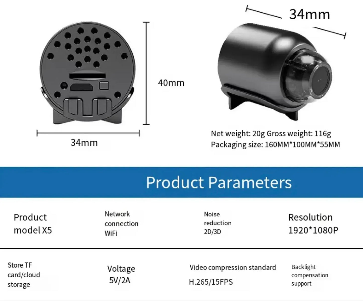 1080P Mini WiFi Security Camera with Night Vision and Motion Detection