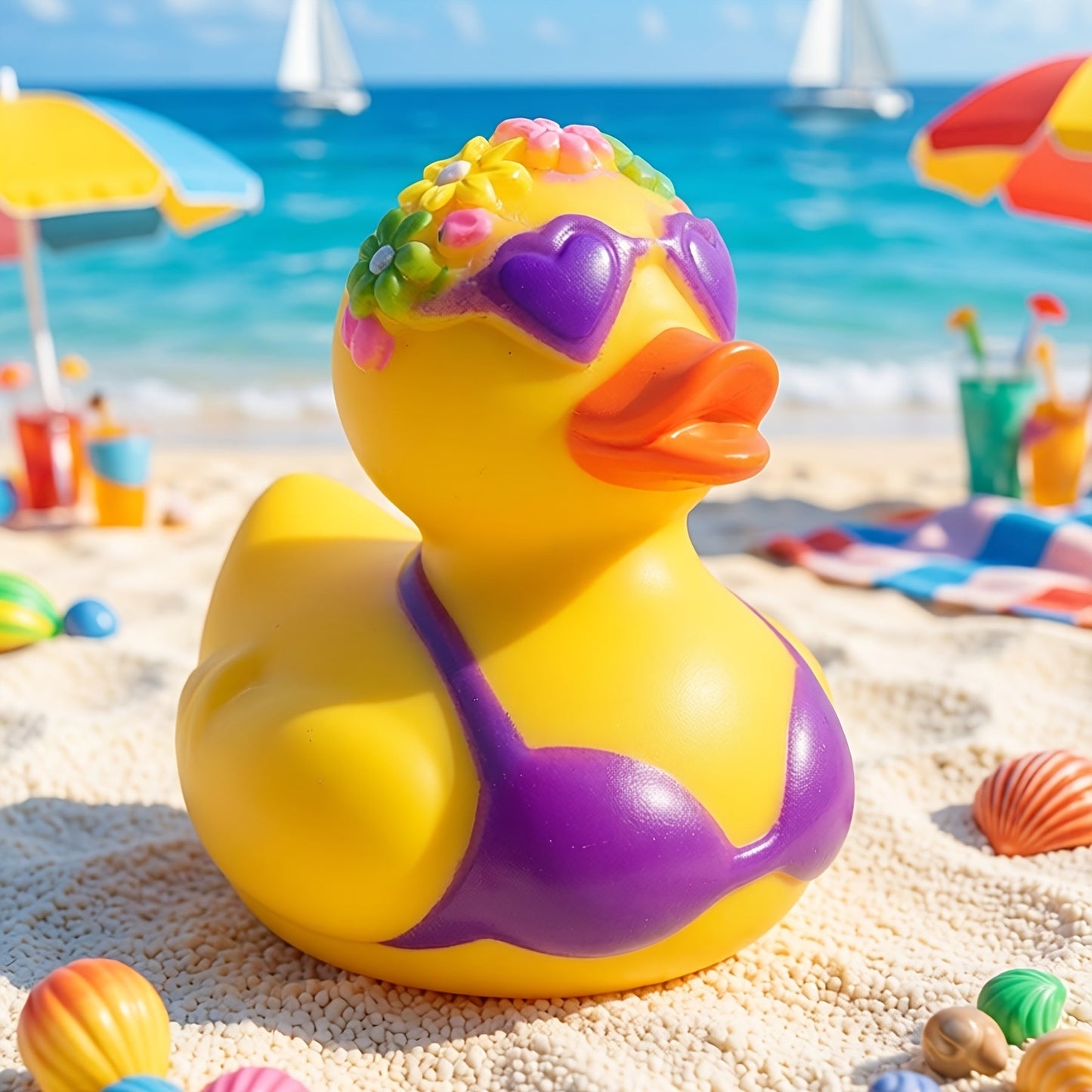 Decorative PVC Duck with Floral Bikini for Office or Car