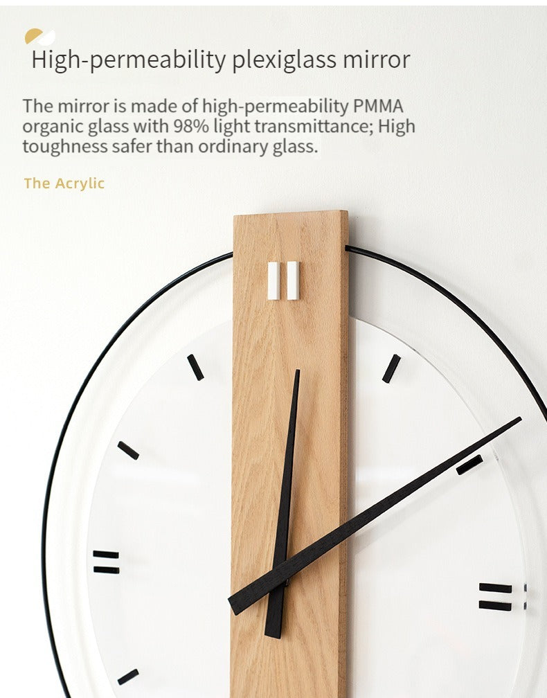 Solid Wood Nordic Wall Clock 40cm with Silent Sweep Movement