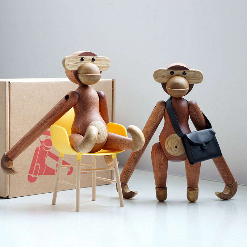 Solid Wood Monkey Ornament