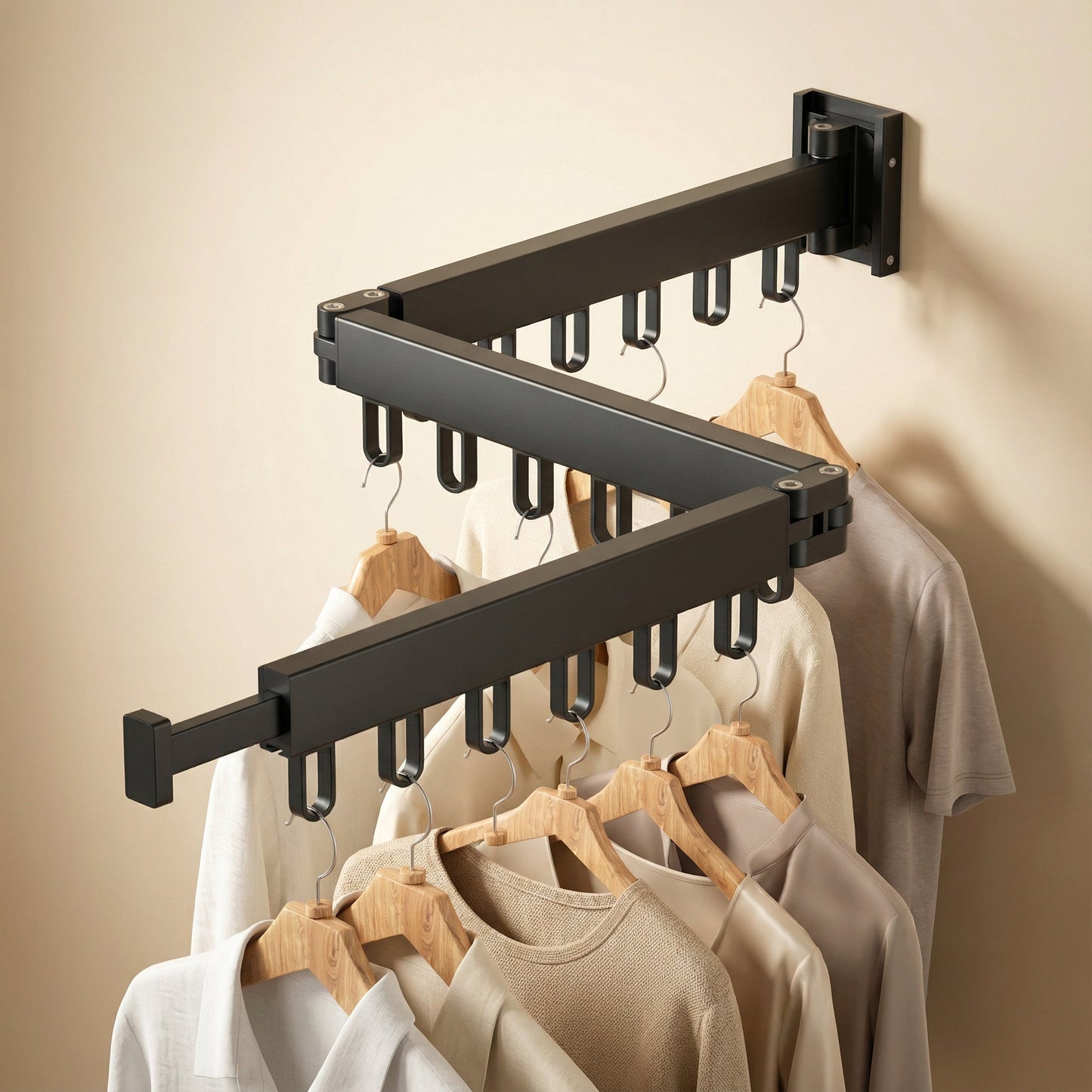 Foldable Wall-Mounted Clothes Hanger with Sturdy Stainless Steel Design