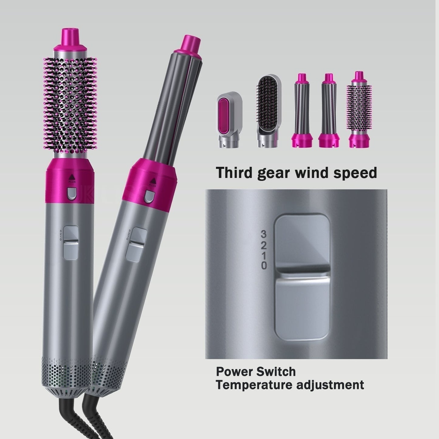 5-in-1 Hair Styler with Adjustable Heat and Airflow for Drying, Straightening, and Curling