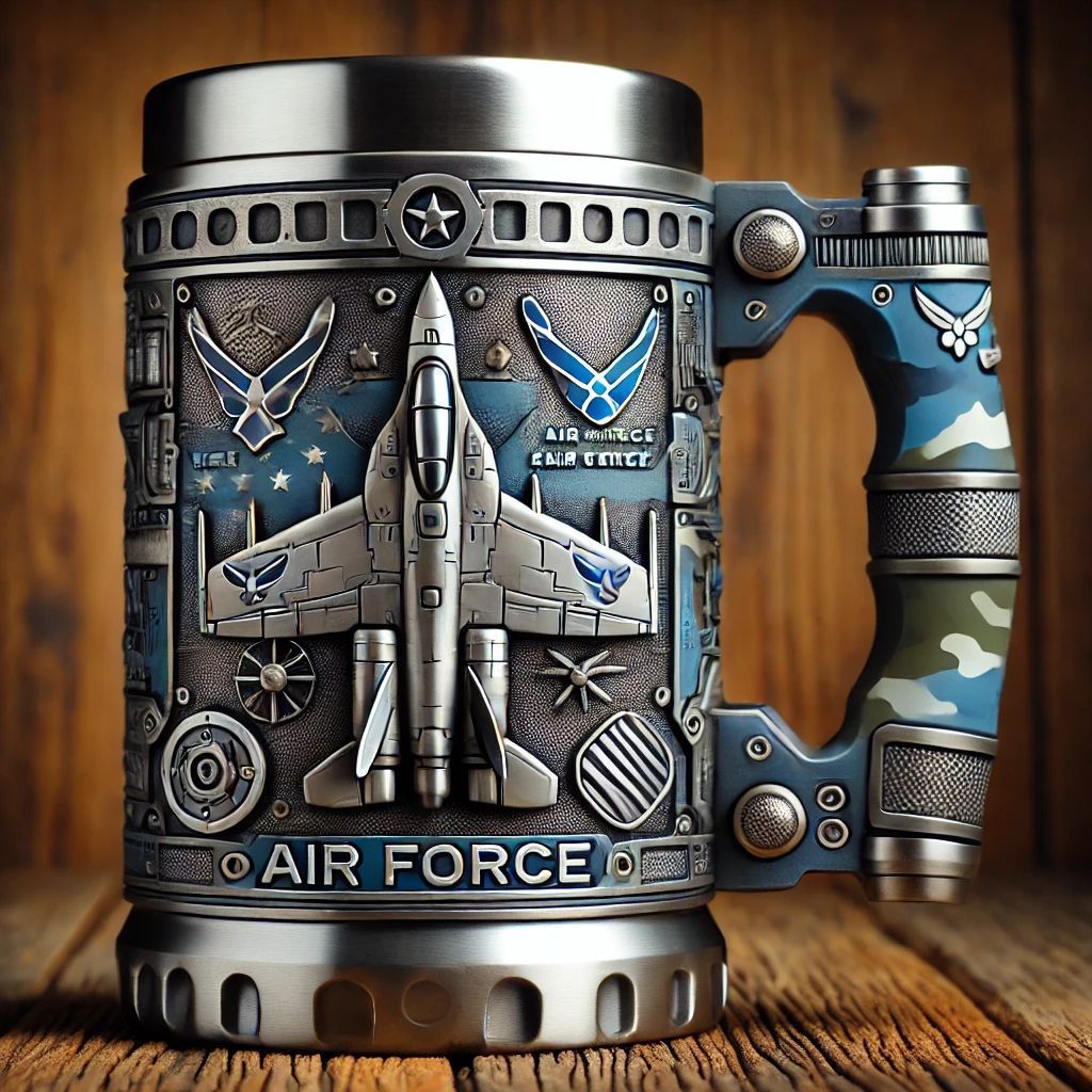Military Style Insulated Mug with 3D Tactical Design, 15 oz