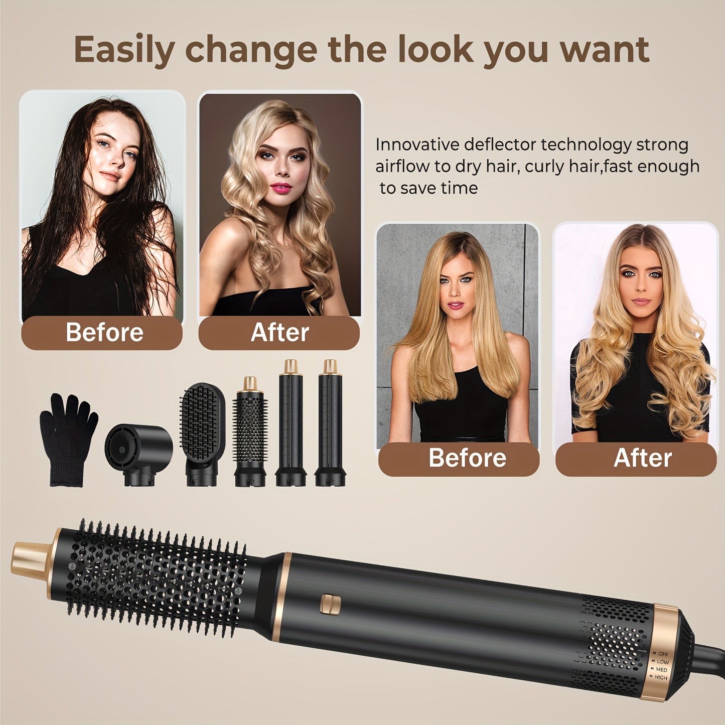 Professional Mains-Powered Hair Dryer and Multistyler for Wet and Dry Hair