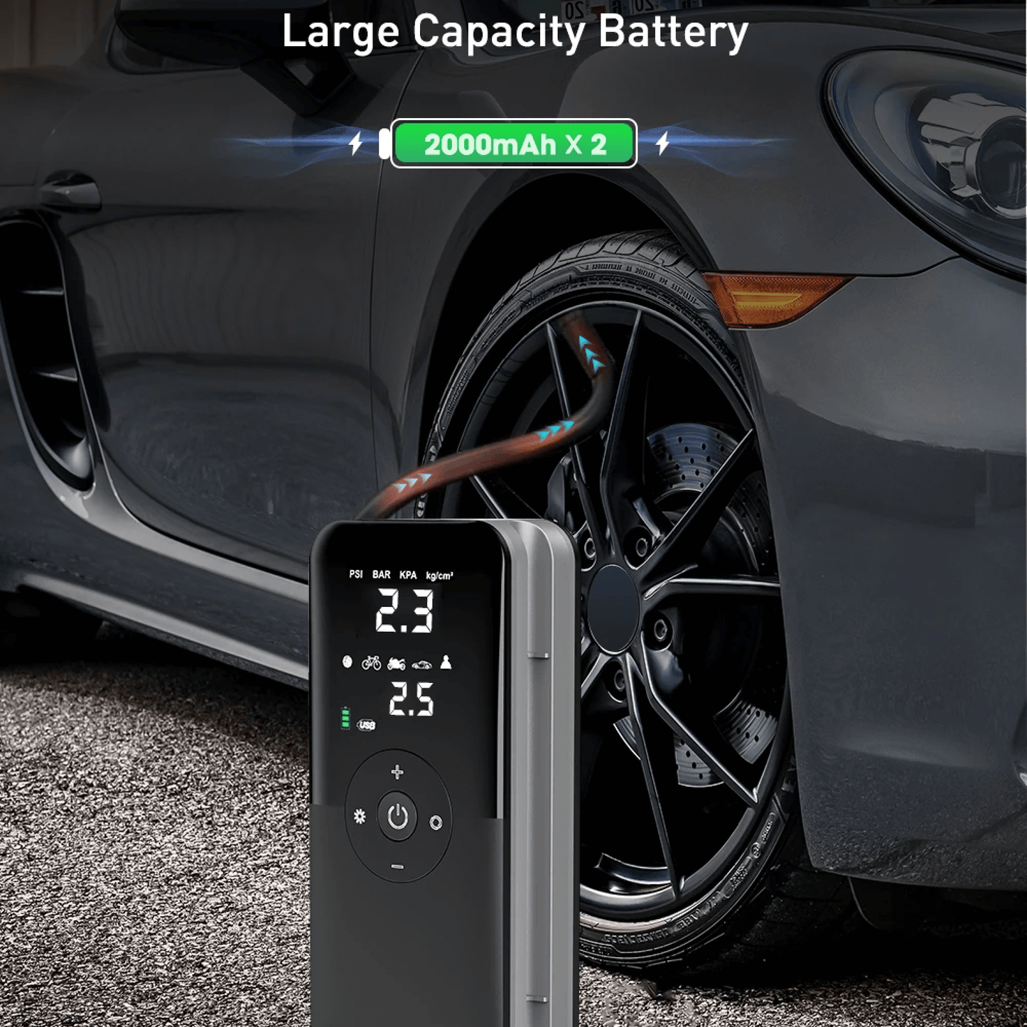 Compact Wireless Tire Pump with Built-in Light
