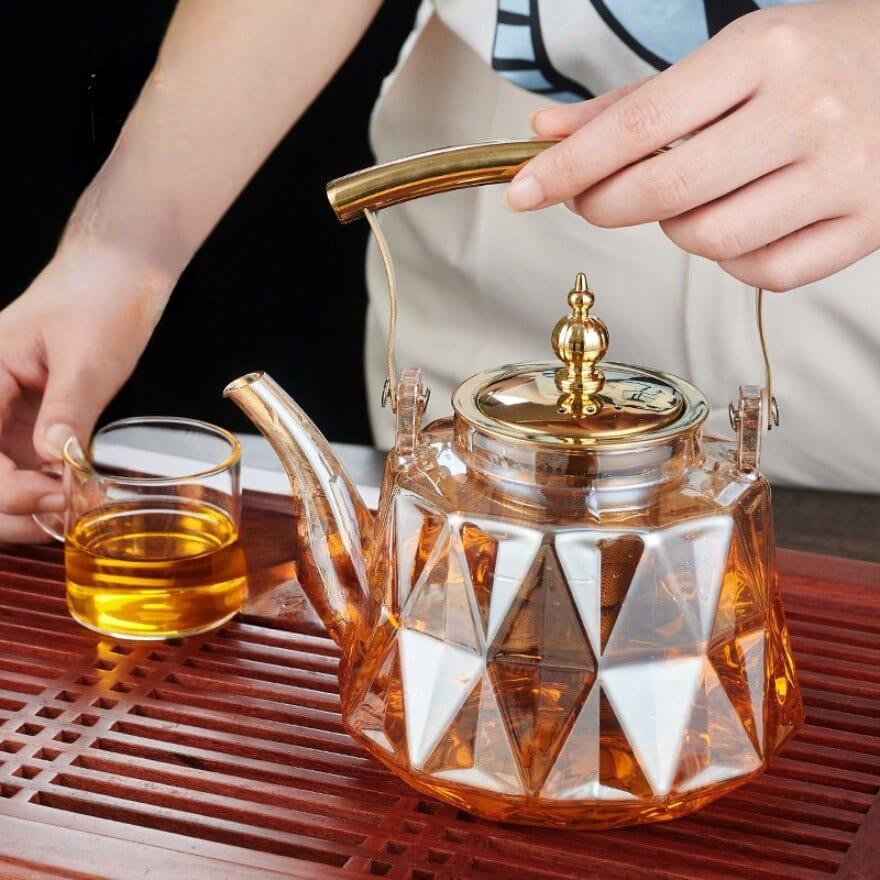 Heat-Resistant Borosilicate Glass Teapot with Strainer