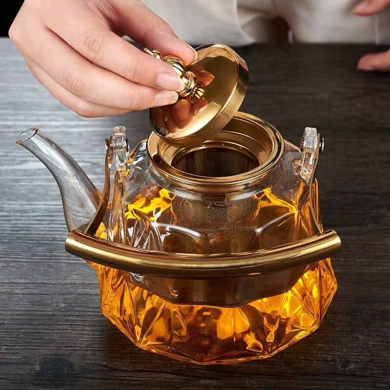 Heat-Resistant Borosilicate Glass Teapot with Strainer