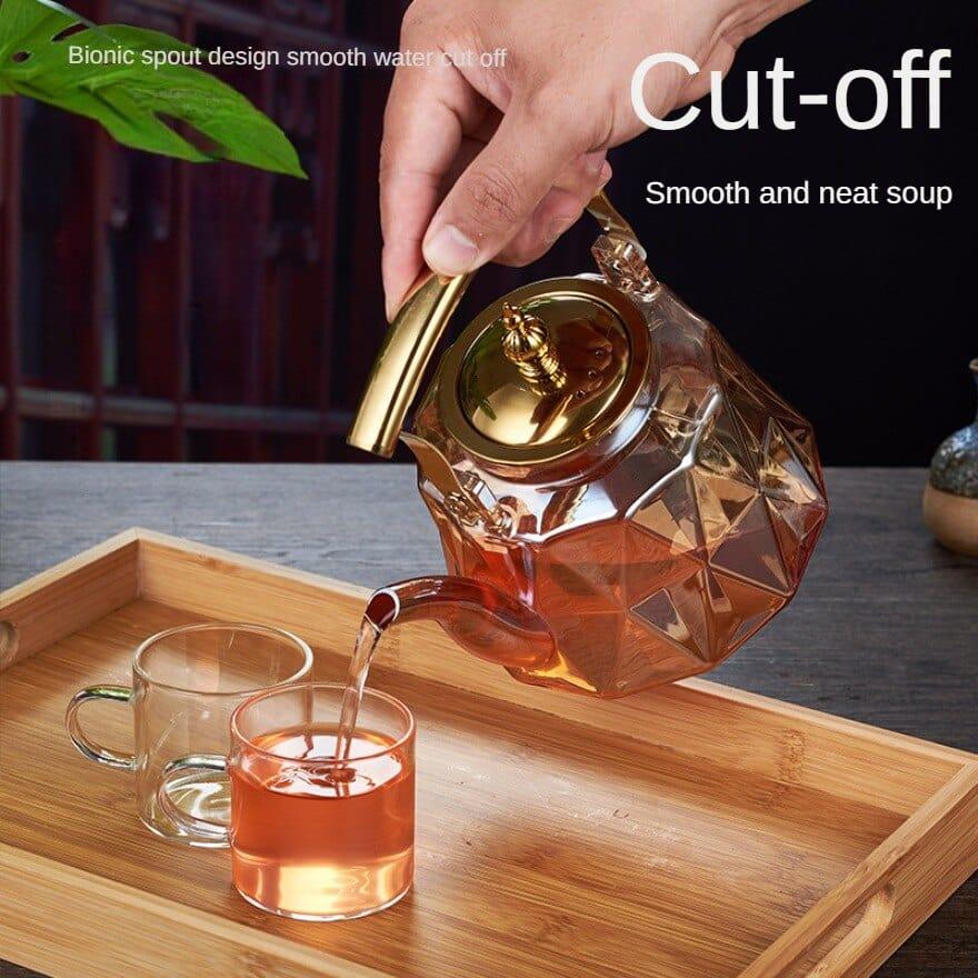 Heat-Resistant Borosilicate Glass Teapot with Strainer