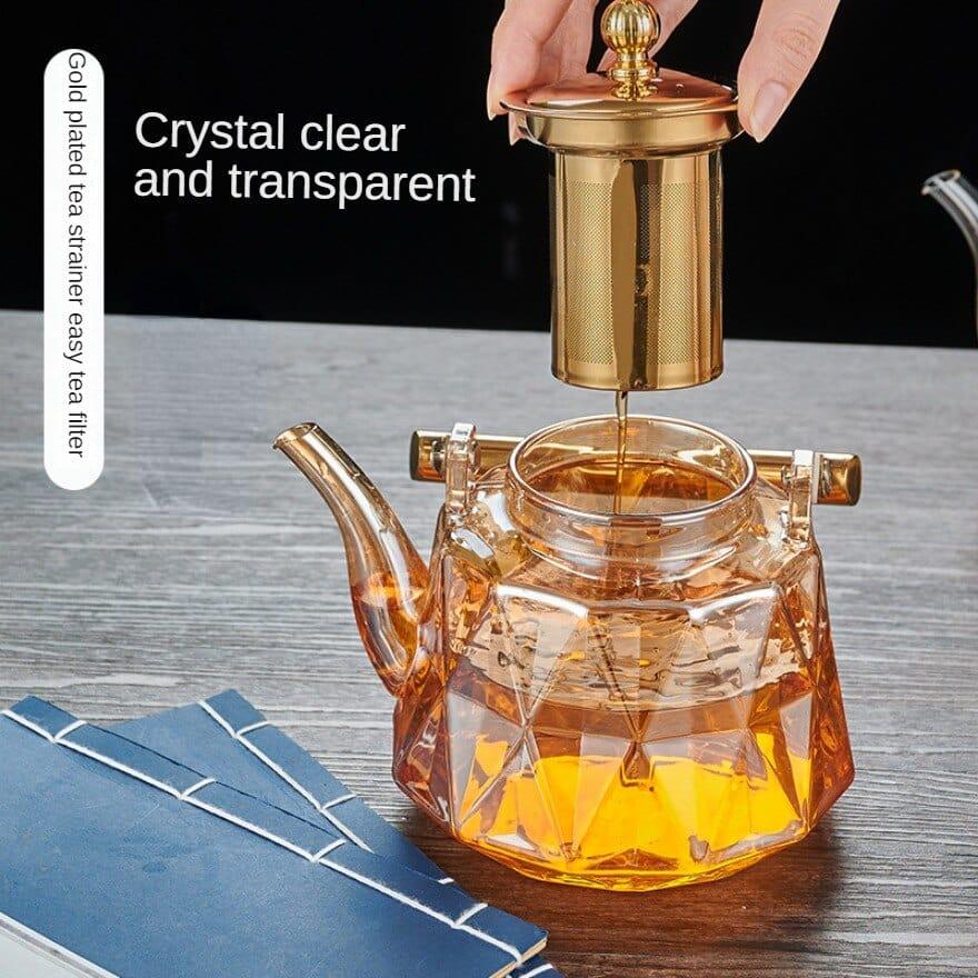 Heat-Resistant Borosilicate Glass Teapot with Strainer