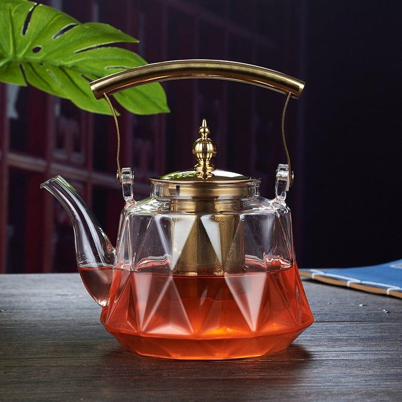 Heat-Resistant Borosilicate Glass Teapot with Strainer
