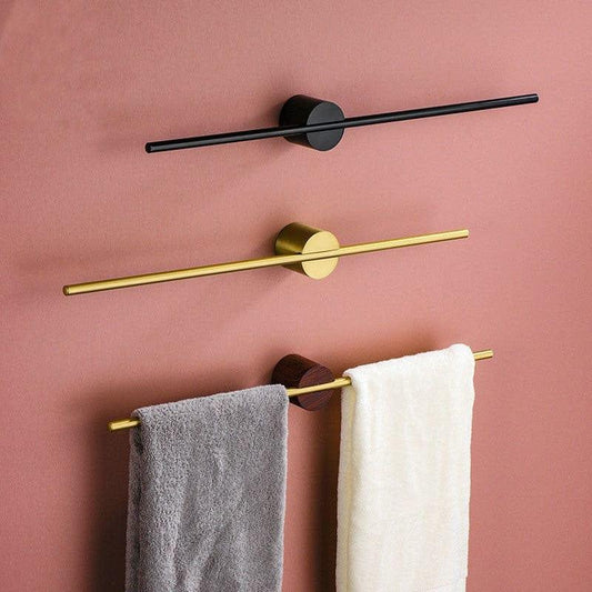 Aluminum Wall-Mounted Towel Rack in Black and Gold