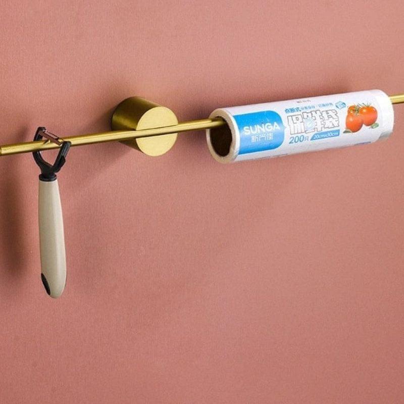 Aluminum Wall-Mounted Towel Rack in Black and Gold