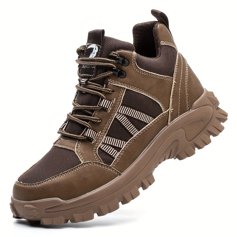 Durable Lace-Up Safety Shoes with Rubber Grip for Construction
