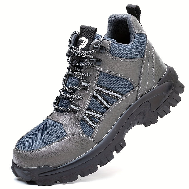 Durable Lace-Up Safety Shoes with Rubber Grip for Construction