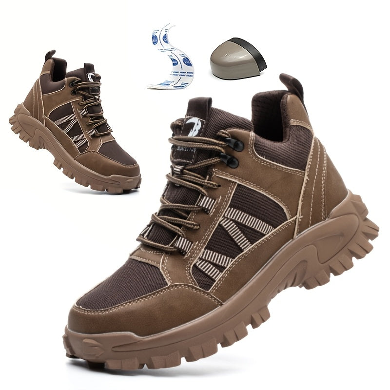 Durable Lace-Up Safety Shoes with Rubber Grip for Construction