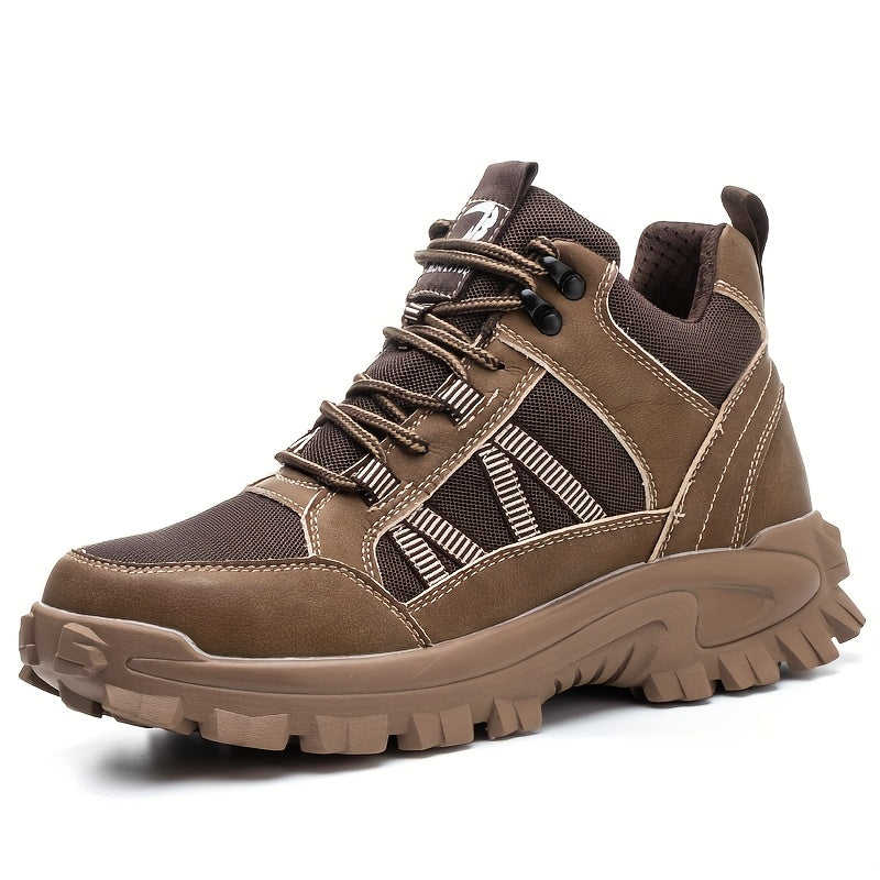 Durable Lace-Up Safety Shoes with Rubber Grip for Construction