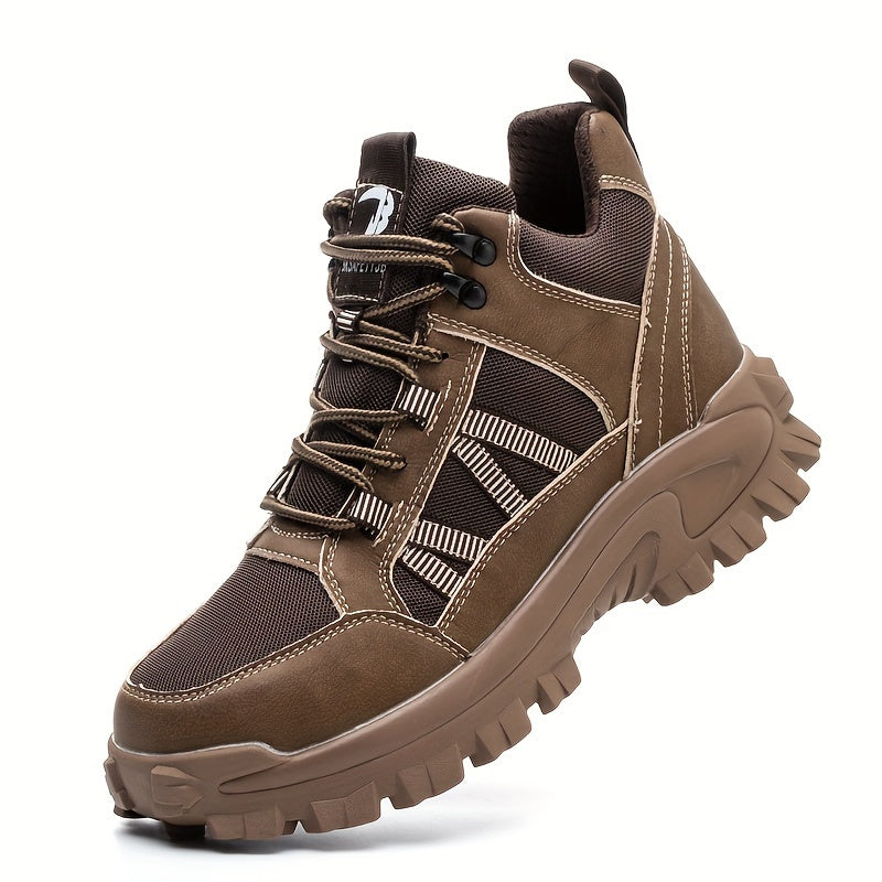 Durable Lace-Up Safety Shoes with Rubber Grip for Construction