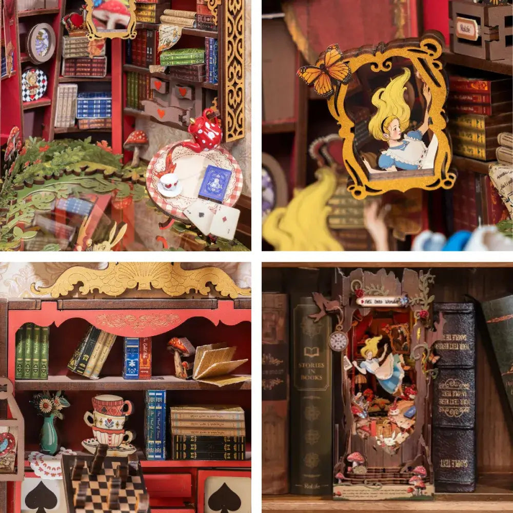 Alice in Wonderland DIY Book Nook with LED Light