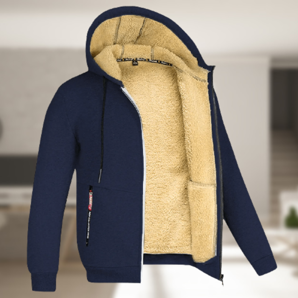 Modern Fit Zip-Up Hoodie with Pockets