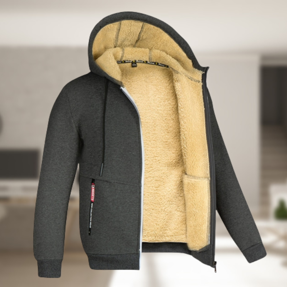 Modern Fit Zip-Up Hoodie with Pockets
