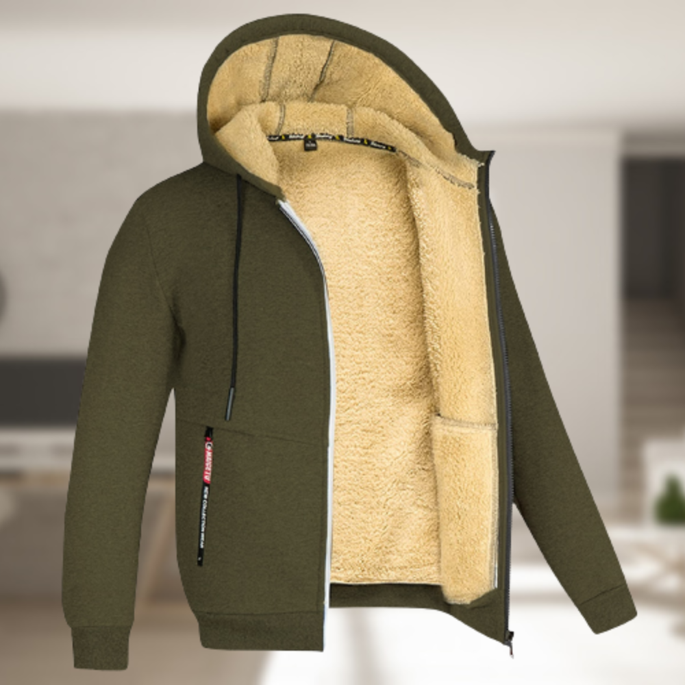 Modern Fit Zip-Up Hoodie with Pockets