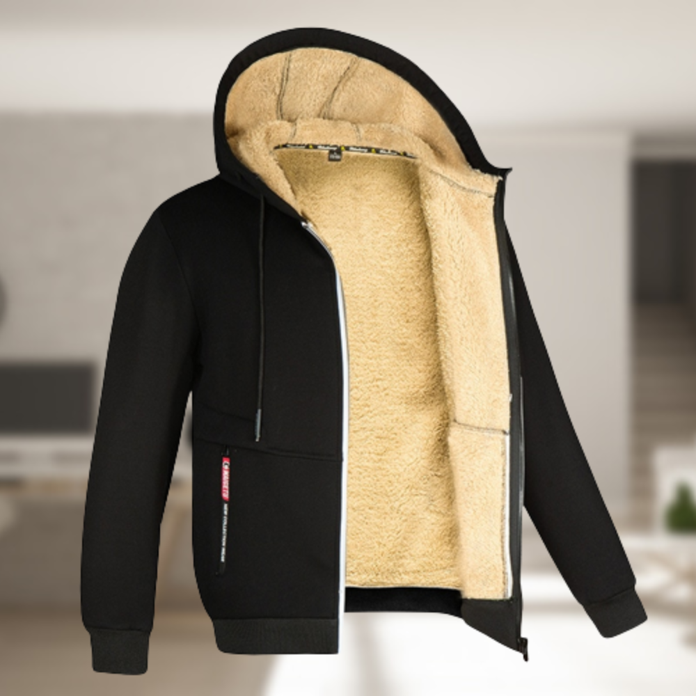 Modern Fit Zip-Up Hoodie with Pockets