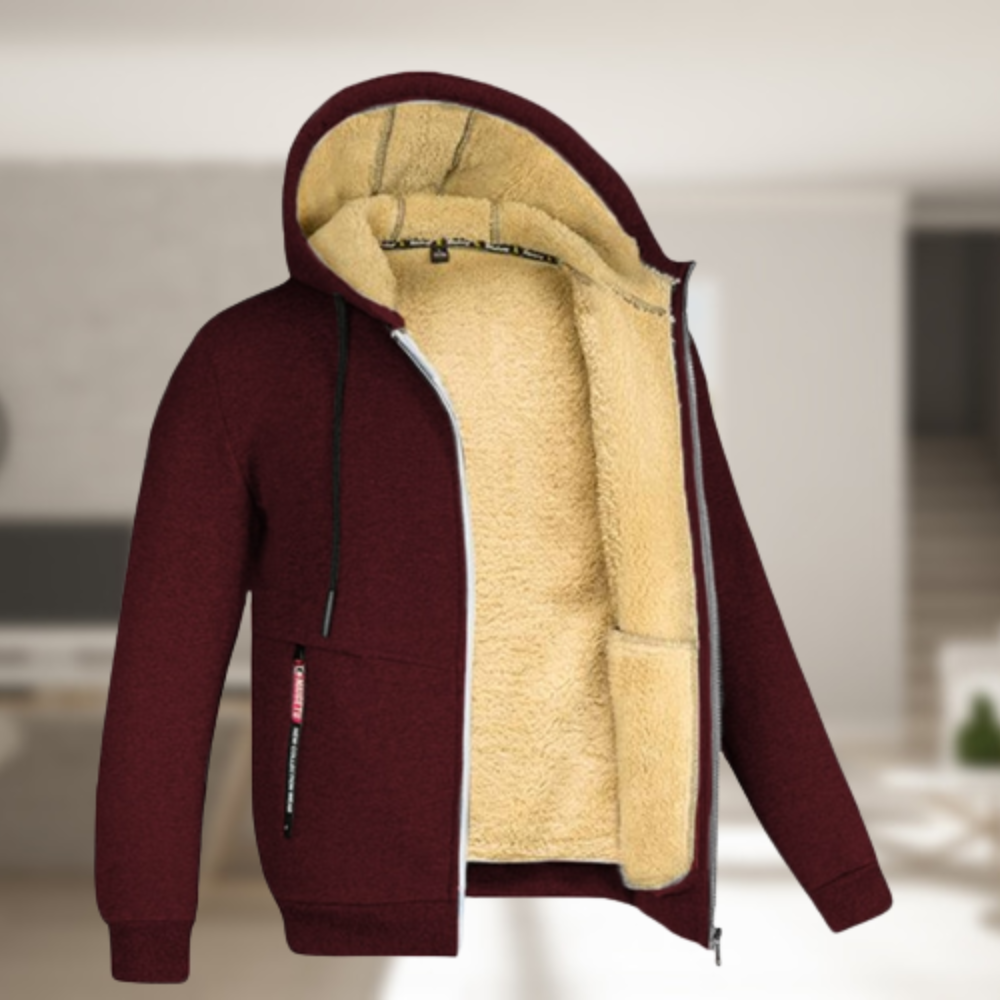 Modern Fit Zip-Up Hoodie with Pockets