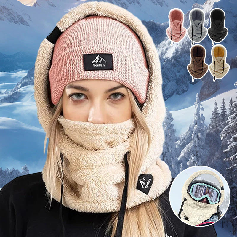 Plush-Lined Adjustable Hood for Skiing and Biking
