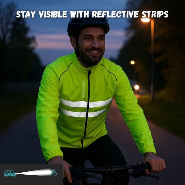 Ultralight Waterproof Rain Jacket with Windproof Design and Reflective Strips