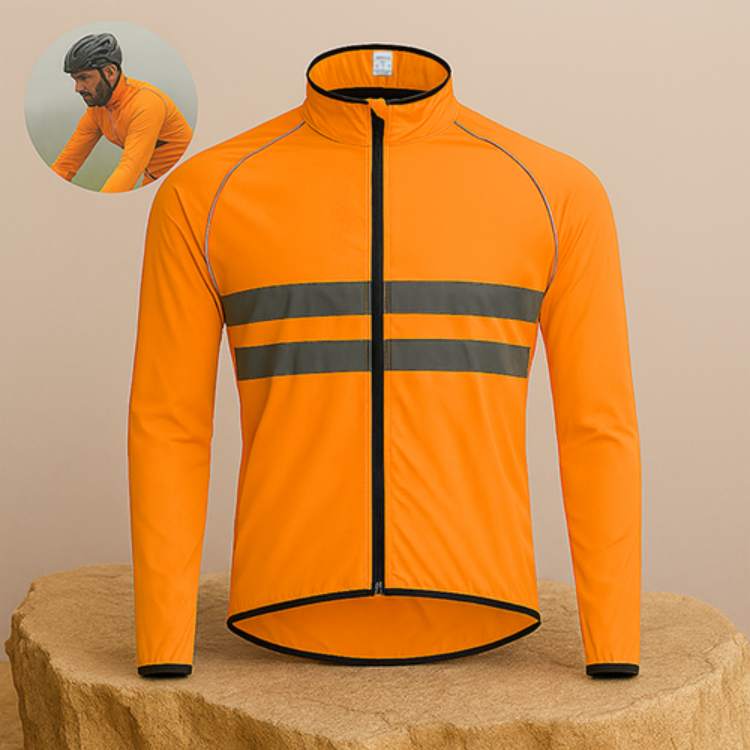 Ultralight Waterproof Rain Jacket with Windproof Design and Reflective Strips