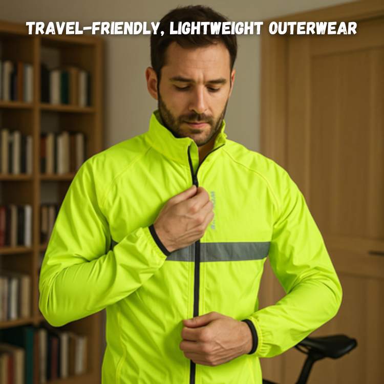 Ultralight Waterproof Rain Jacket with Windproof Design and Reflective Strips