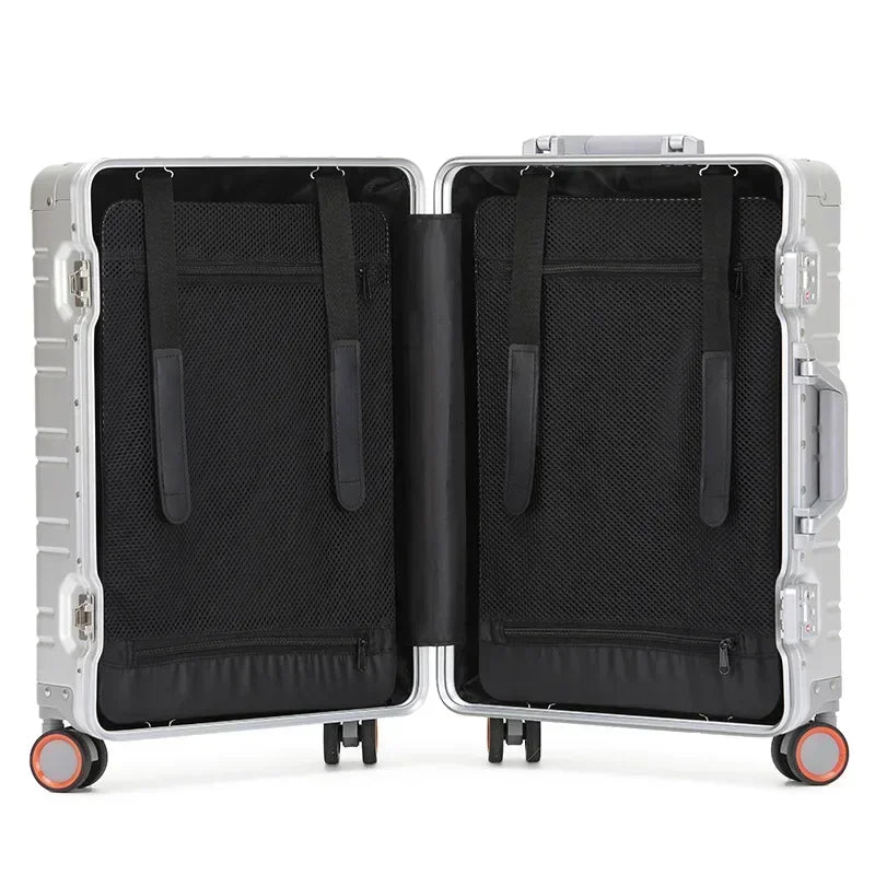 Aluminium-Magnesium Business Suitcase with TSA Lock and 360° Spinner Wheels